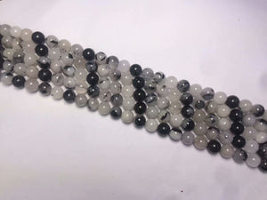 Black Rutlilated Quartz Round Beads	8mm