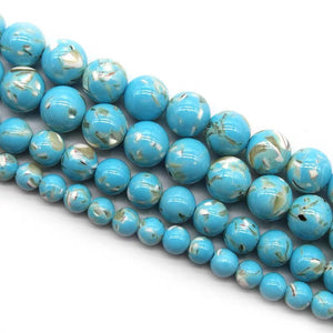 SkyBlue Shell Turquoise Round Beads 6mm