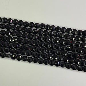 Black Onyx Faceted Puff Coin 6mm