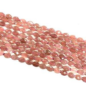 Strawberry Quartz Faceted flat oval 8X10mm