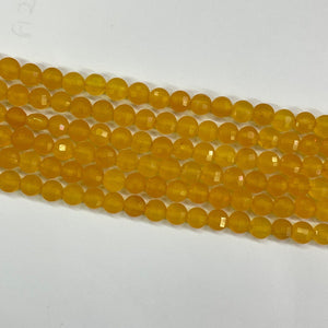 Yellow Jade Faceted Puff Coin 6mm