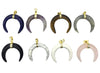 Assorted Stone Ox Horn Shape Pendant 33mm