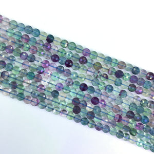 Fluorite Faceted Puff Coin 6mm