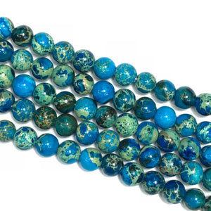 Sky Blue Impression Jasper Big Hole Round Beads 10mm