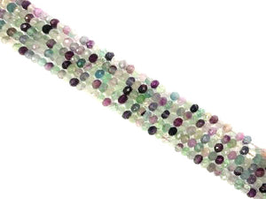 Rainbow Fluorite A Faceted Roundel 5X8Mm