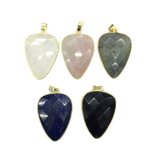 Assorted Stone Faceted Pear Shape Pendant 25X35mm