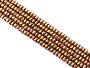 Matte Hematite Gold Faceted Rounds 2X3Mm