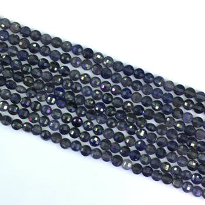 Iolite Faceted Puff Coin 6mm