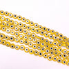 Yellow Coloured Glaze Evil Eye Puff Coin 8mm