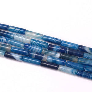 Blue Sardonyx Tube 4X13mm