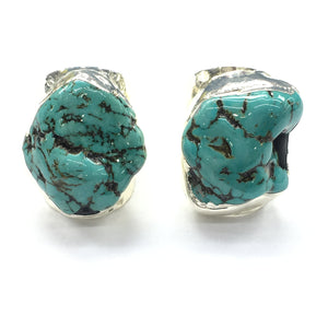 Stabilized magnesite turquoise freeform 15X20mm silver ring