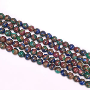 Multi Color Mosaic Quartz Round Beads 4mm