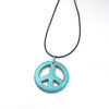 Synthetic Turquoise Peace Pendant 45mm Leather Cord Necklace