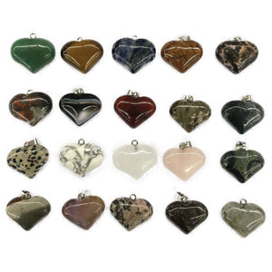 Assorted Natural Stone Heart Shape Pendant 20X25mm
