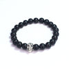Shungite Round Beads With Skull Accessory Bracelet 8mm