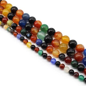 Rainbow Colored Agate Round Beads 6mm