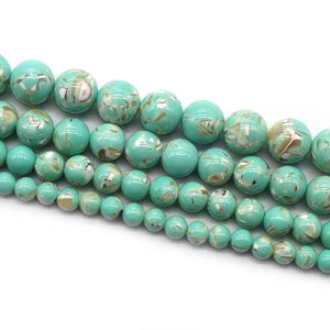 Light Green Shell Turquoise Round Beads 12mm
