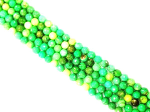 Green Grass Agate Faceted Rounds 4Mm