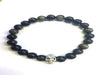 Golden Obsidian Silver Skull Beadad Bracelet 8Mm