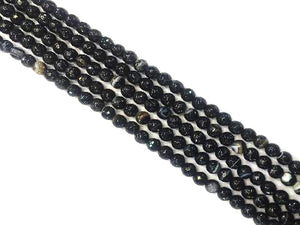 Black Sardonyx Faceted Rounds 8Mm