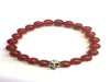 Red Agate Silver Skull Beadad Bracelet 8Mm