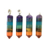 Mixed 7 Colours Stone Hexagonal Prism Shape Pendant 10X40mm
