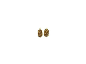 Agate Druzy Gold Earring A Pair 10X18Mm