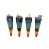 Mixed 7 Colours Stone Cone Shape Pendant 15X40mm