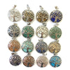 Assorted Stone Puff Coin Shape Pendant 28mm