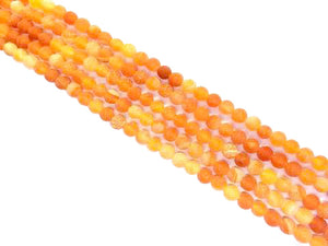 Matte Agate Orange Round Beads 6Mm