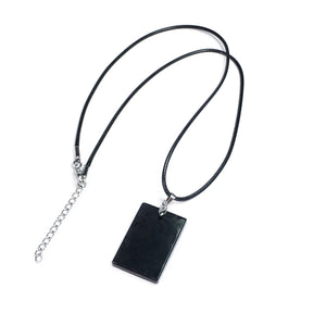 Shungite Rectangle Shape Pendant 20X30mm With Leather Cord Necklace