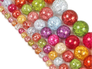 Tourmaline Cracked Glass Round Beads 10mm