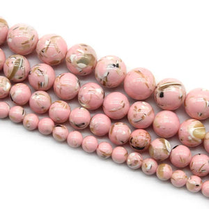 Pink Shell Turquoise Round Beads 6mm