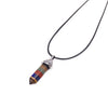 Chakra Hexagonal Column 8X32mm Leather Cord Necklace