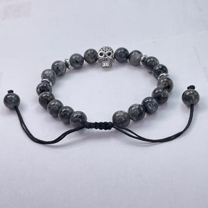 Black Labradorite Round Beads With Metal Accessories Slide Bracelet 8mm