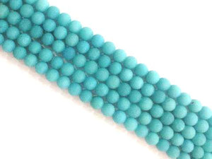 Matte Color Jade Blue Round Beads 6Mm