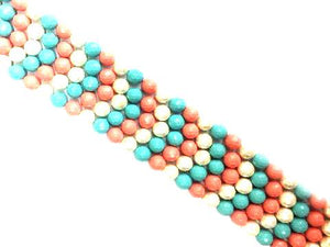 Matte Shell Pearl Pink White Blue Faceted Rounds 8Mm