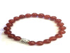 Red Agate Silver Buddha Beaded Bracelet 8Mm