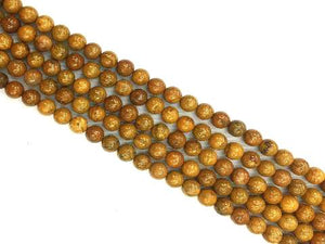 Yellow Petrifled Wood Jasper Round Beads 8Mm