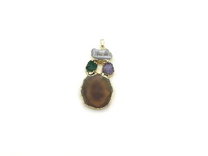 Color Agate Yellow Pendant 25X55Mm