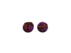 Crystal Quartz Druzy Purple Ring Surface(Round Beads) 12Mm