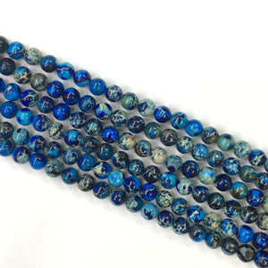 Gradient Dark Blue Impression Jasper Round Beads 4mm