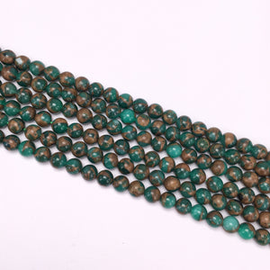 Green Mosaic Quartz Round Beads 4mm