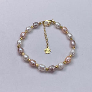 Genuine Natural Freshwater Pearl Bracelet With Gold Finish Copper Base Metal 04