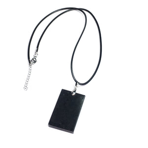 Shungite Rectangle Shape Pendant 25X40mm With Leather Cord Necklace
