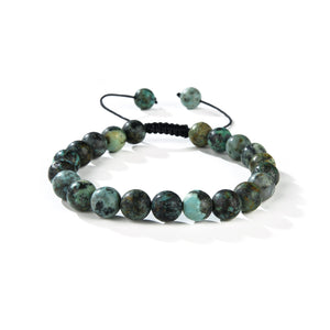 Matte African Turquoise Round Beads Slide Bracelet 8mm