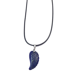 Colored Lapis Wing Shape Pendant 17X35mm  Leather Cord Necklace