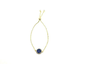Coated Agate Druzy Blue Gold Edge Bracelet 11Mm