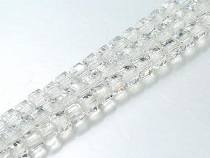Thunder Polish Glass Crystal White Faceted Cube(60Cm) 6X6Mm