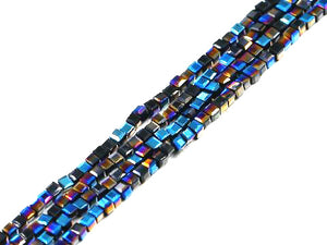 Thunder Polish Glass Crystal Black Blue Faceted Cube 2X2Mm